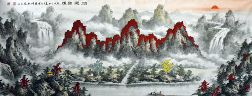 张文山作品《鸿运当头》规格：360cmx124cm