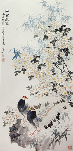 《山禽秋色》 1993年 135cm×68cm