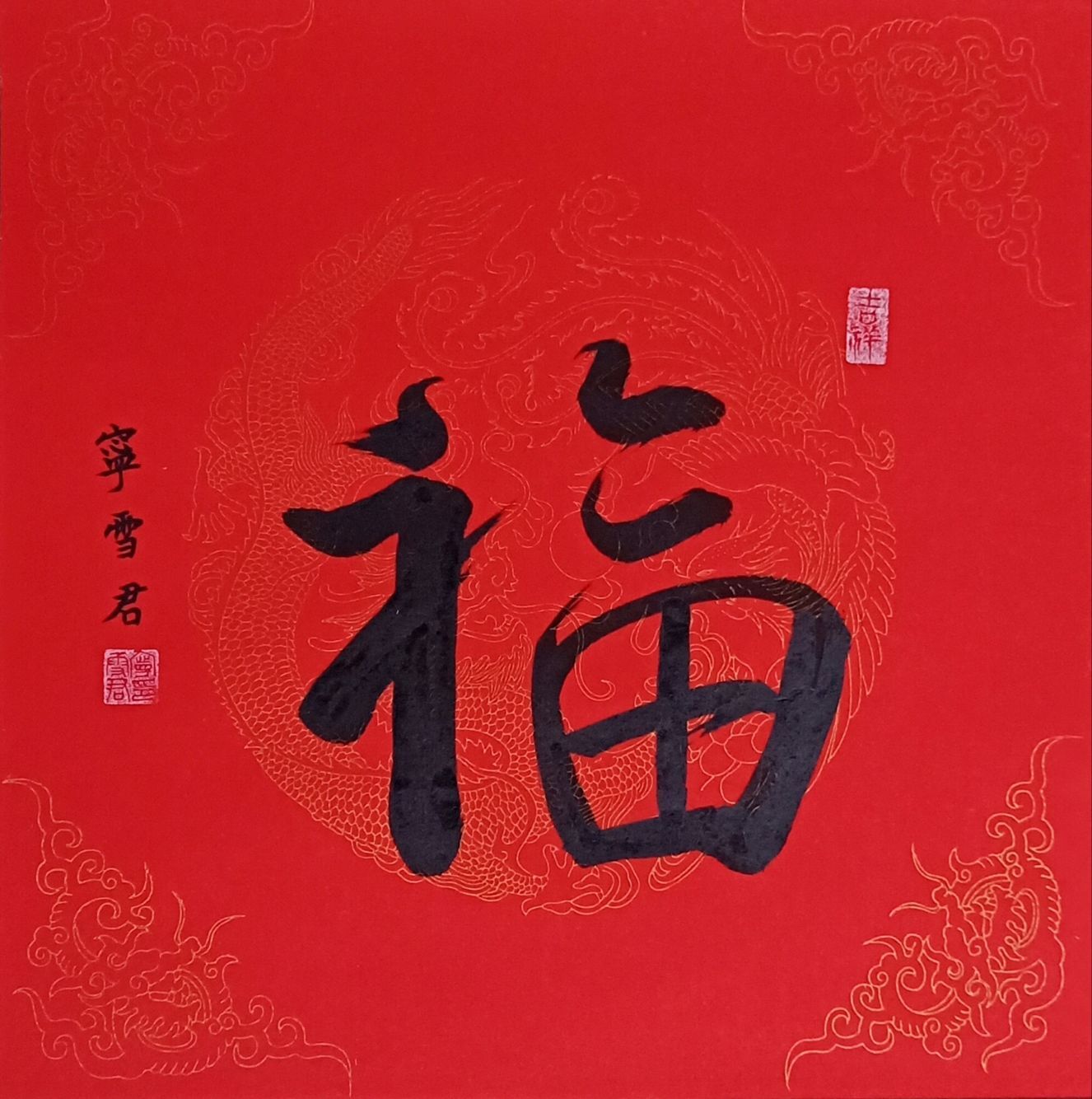 塞拉利昂驻华大使馆收藏宁雪君的书法作品中国《福》