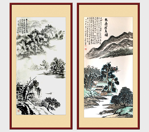 嵇宏才作品《姜尚垂钓》《牧斋携美图》