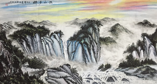 《江山多娇》规格：96x178cm 创作于戊戌年夏