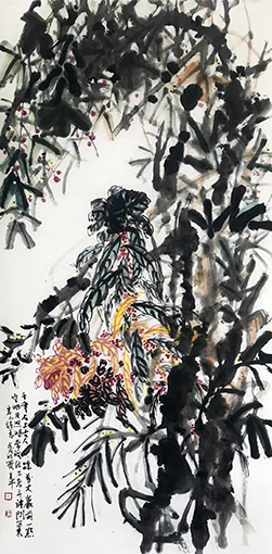 道金平作品《千年石上古人踪》68x138cm.jpg