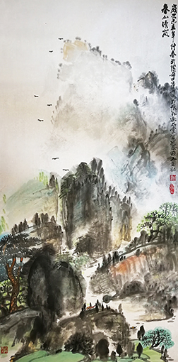 童世明作品《春山晴岚》规格：68cmx138cm 创作年代：2019年.jpg