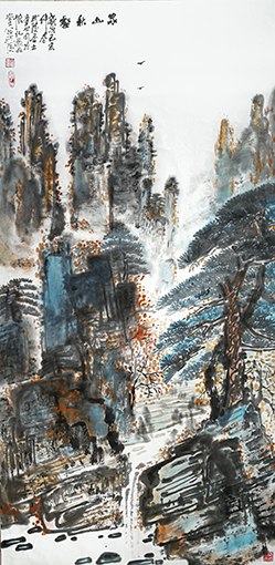 童世明作品《家山秋壑》规格：68cmx138cm 创作年代：2019年.jpg