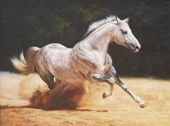 黎文油画作品 《马》.JPG