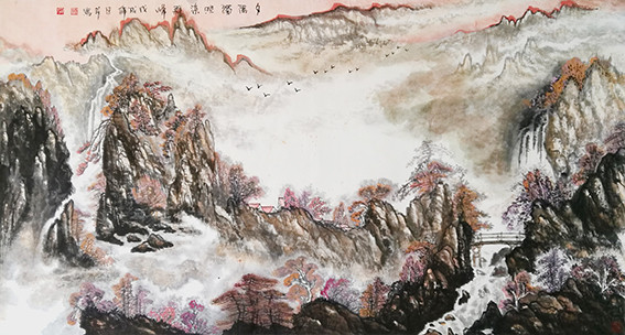 白桂芹作品11《夕阳独照染群峰》.jpg