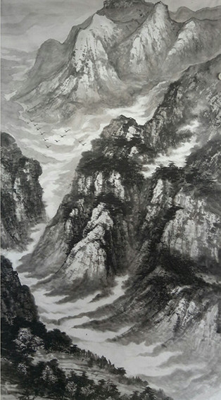 任纪成作品4《晨钟惊醒雁南飞》180x97cm.jpg