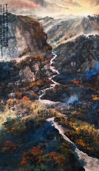 盛絜作品5《缅忆当年雄关道》 规格：68cm×136cm.jpg