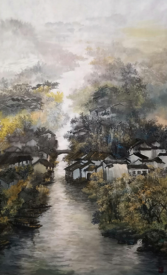 盛絜作品4《印象江南》 规格：68cm×136cm.jpg