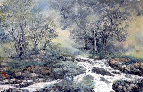 盛絜作品20《空山赏泉声》规格：67cm×46cm.jpg